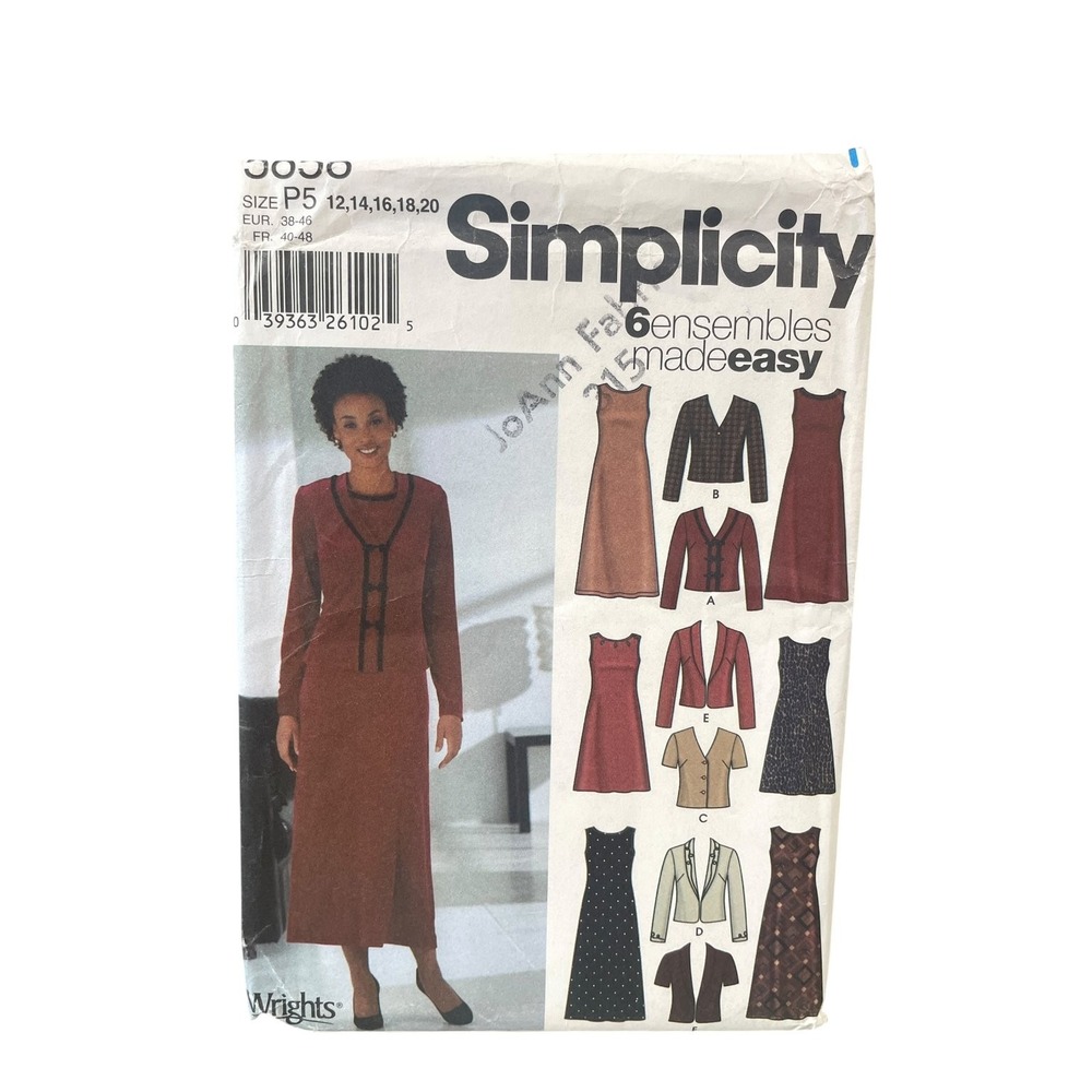 Simplicity 5858 Dress Jacket Skirt P5 12 14 16 18 20 Misses Miss Petite